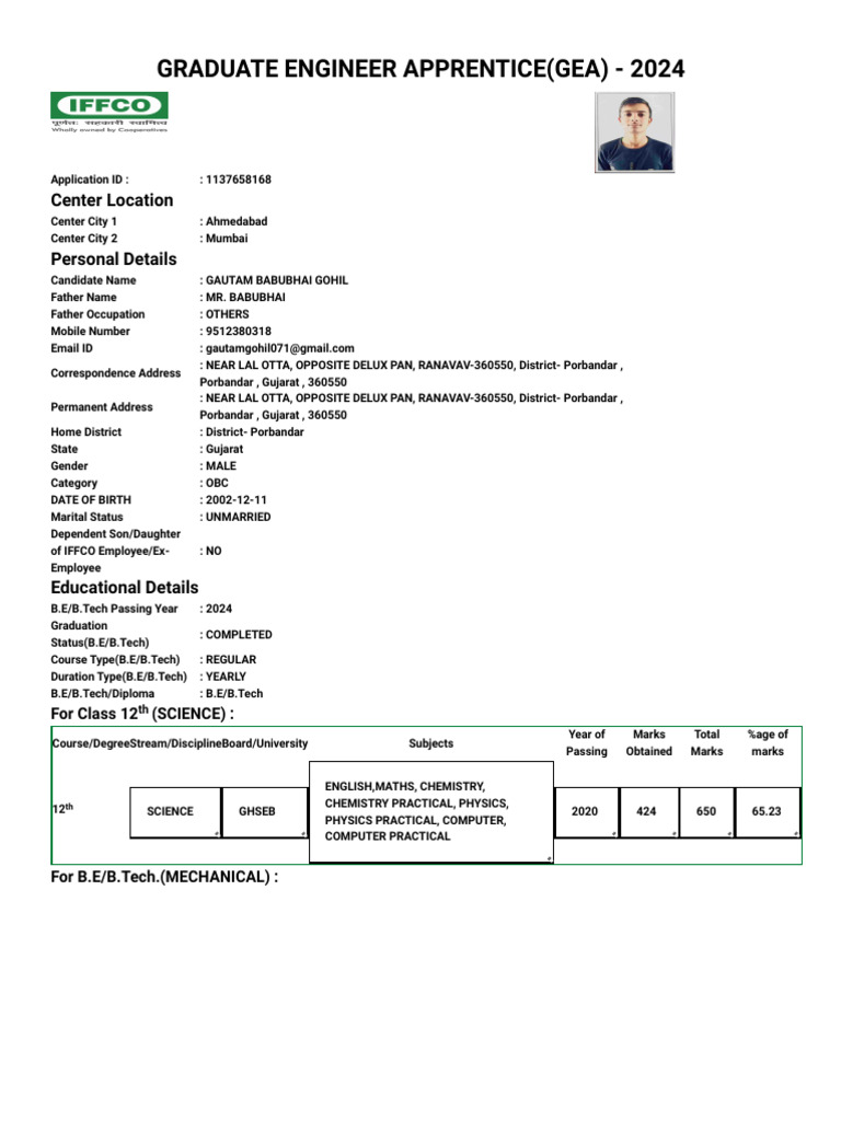 Graduate Engineer Apprentice 2024 Application | PDF | Vocational ...