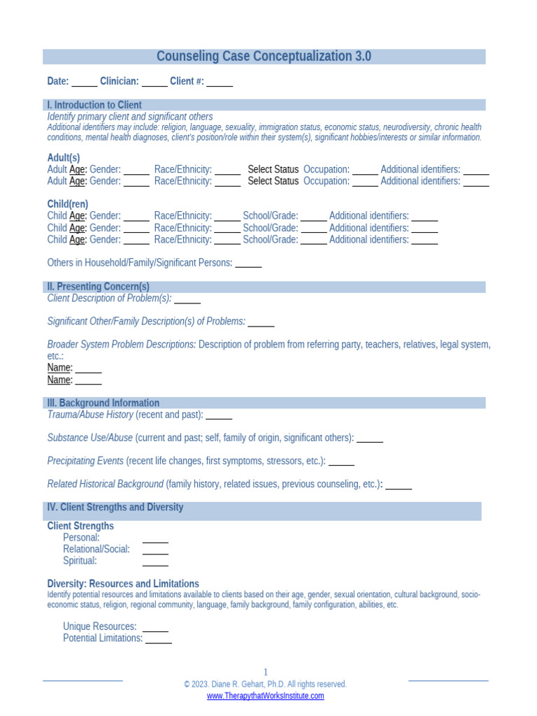 Counseling Case Conceptualization Guide | PDF | Psychology ...