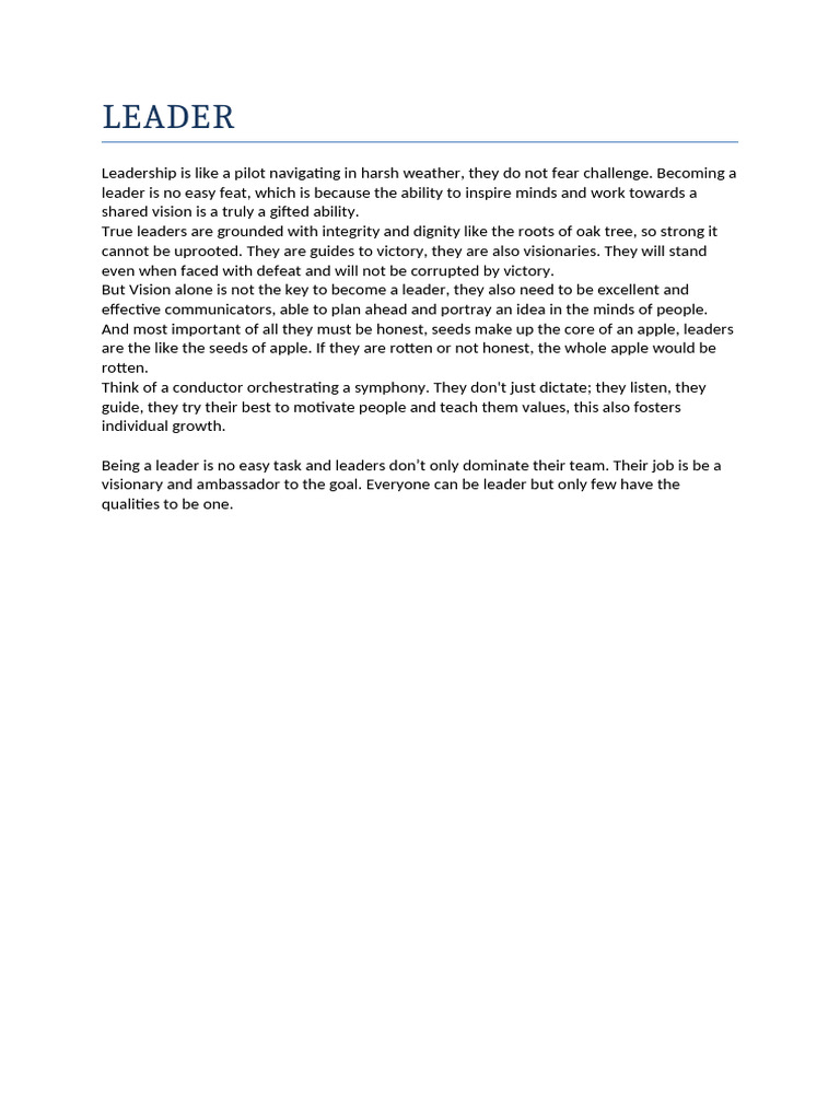 Qualities of Effective Leadership | PDF