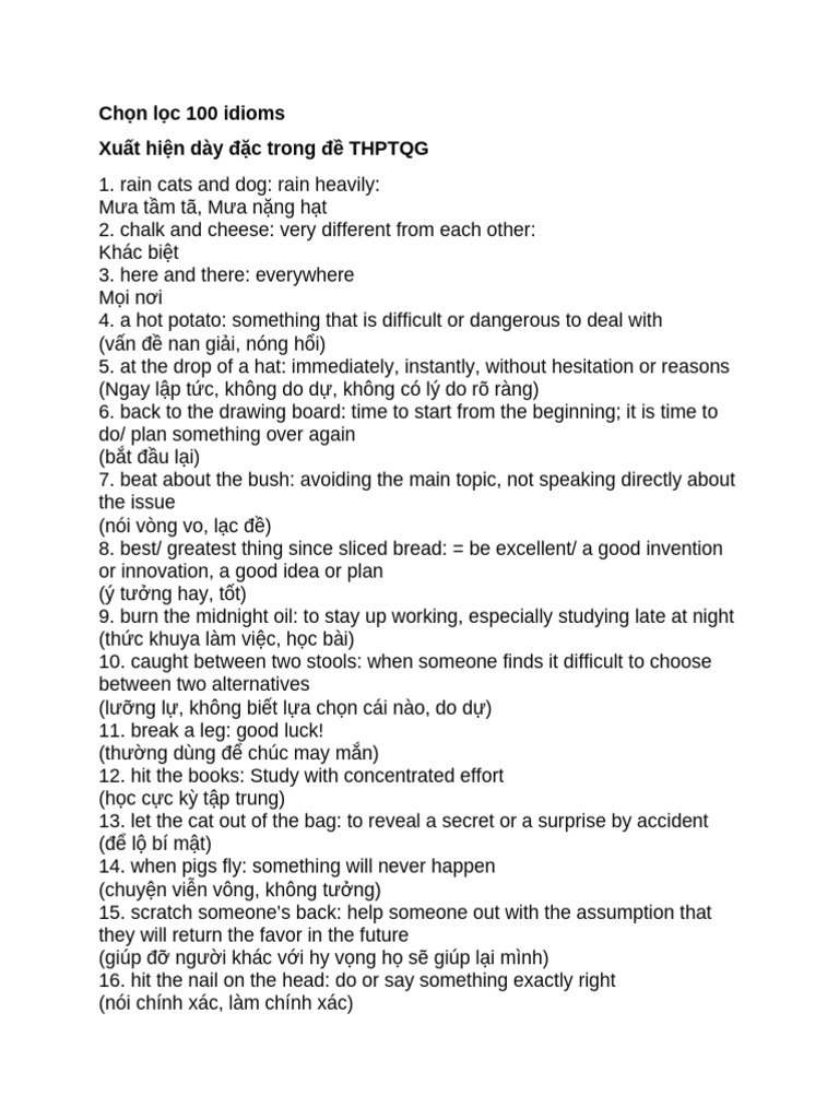 Chọn Lọc 100 Idioms | PDF