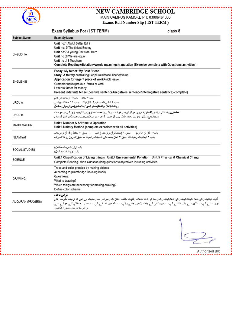 Class 5 | PDF