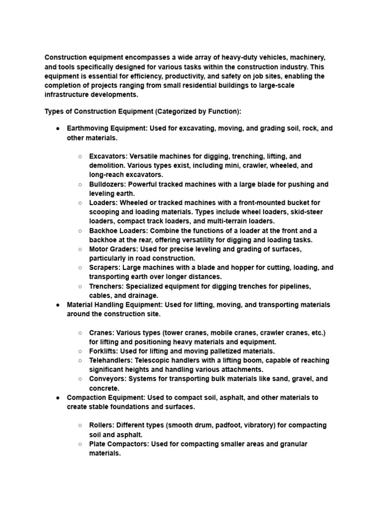 Construction Equipment | PDF | Loader (Equipment) | Road Surface