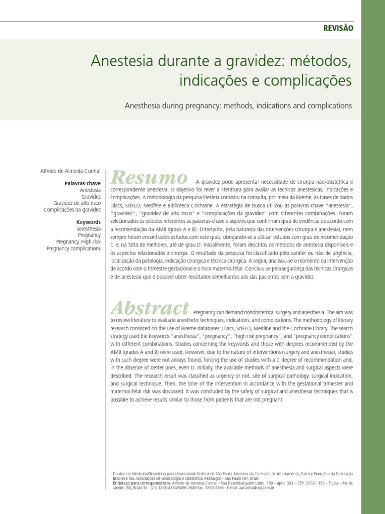 Anestesia em Gravidez: Métodos e Riscos | PDF | Gravidez | Sistema de saúde