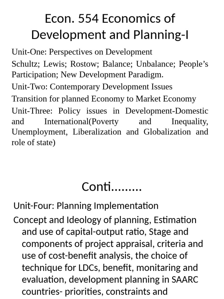 Economics of Development and Planning | PDF