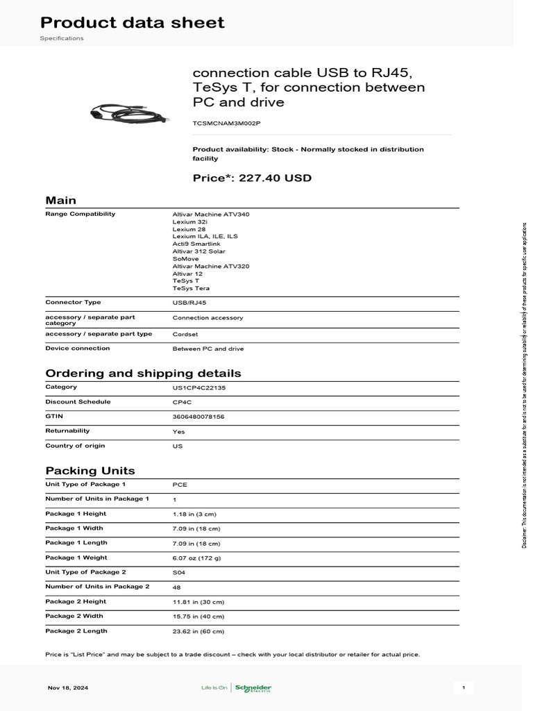 Schneider Electric TeSys T Motor Management System TCSMCNAM3M002P | PDF