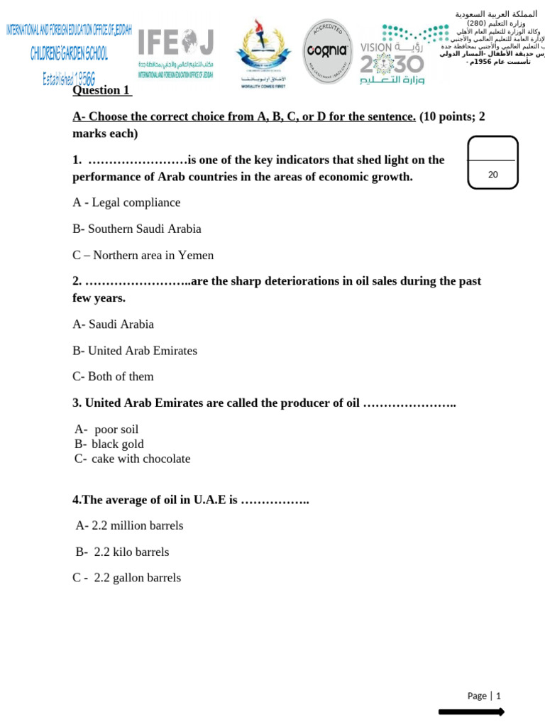 Arab Economic Growth Quiz Questions | PDF | Arab World | United Arab ...