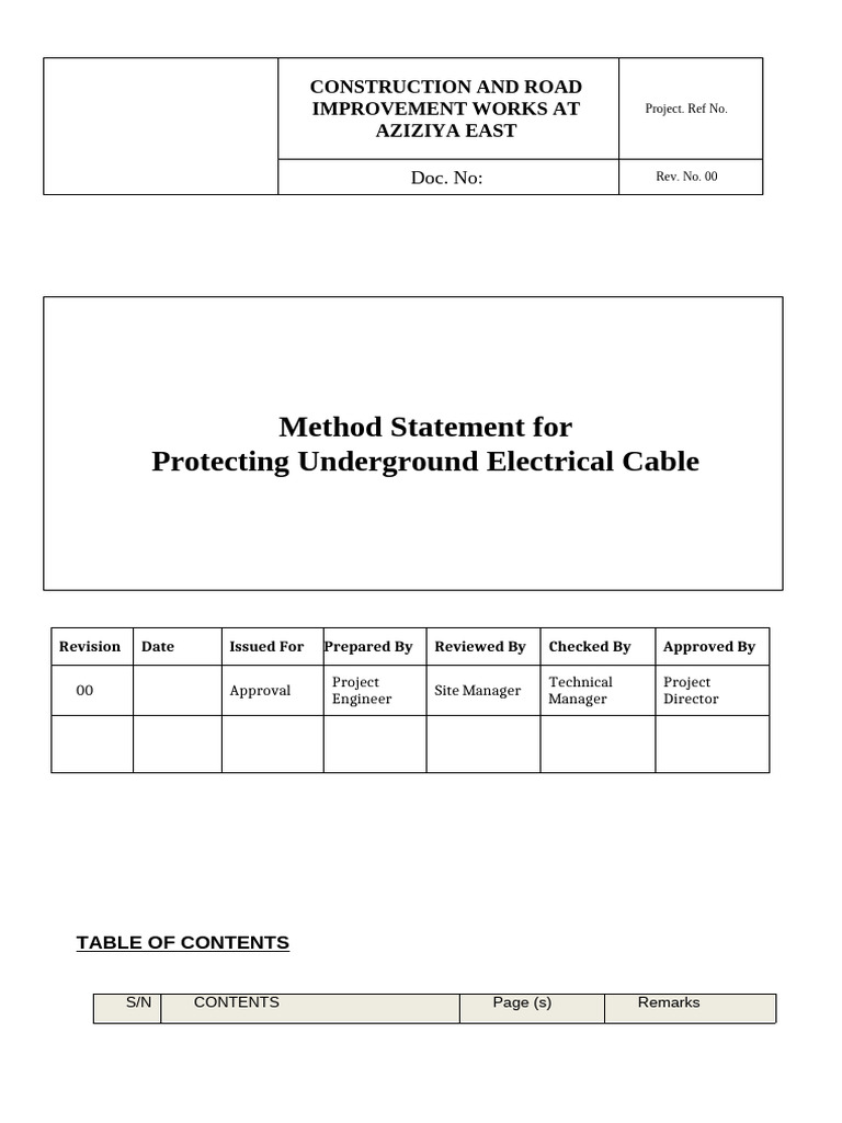 Underground Cable Protection Method | PDF | Safety | Road