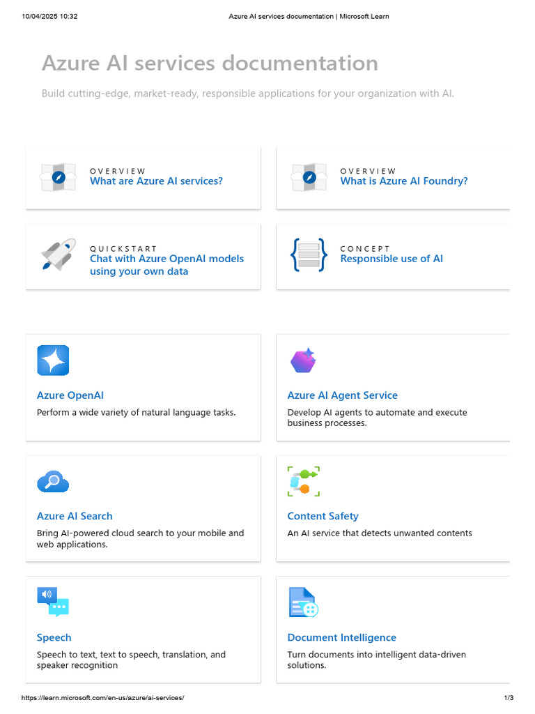 Overview of Azure AI Services | PDF | Artificial Intelligence ...
