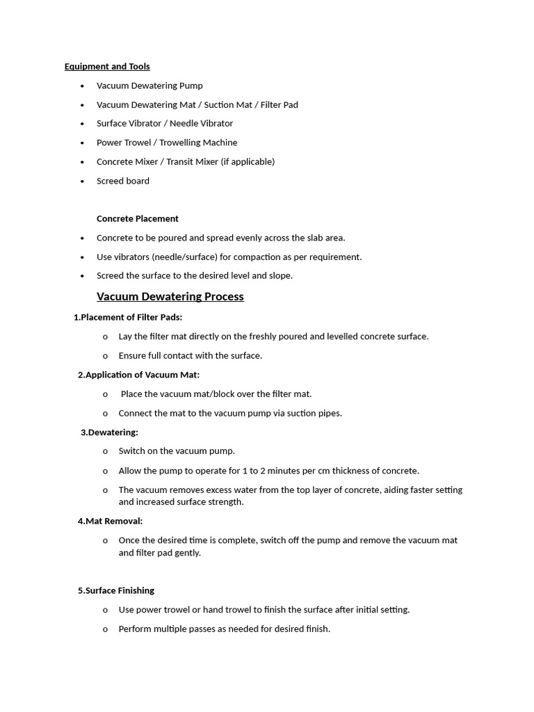 Vacuum Dewatering Process Overview | PDF
