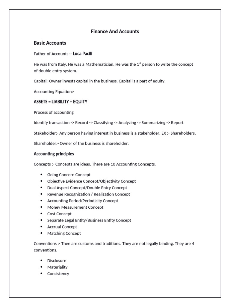 Fundamentals of Accounting Concepts | PDF | Expense | Revenue