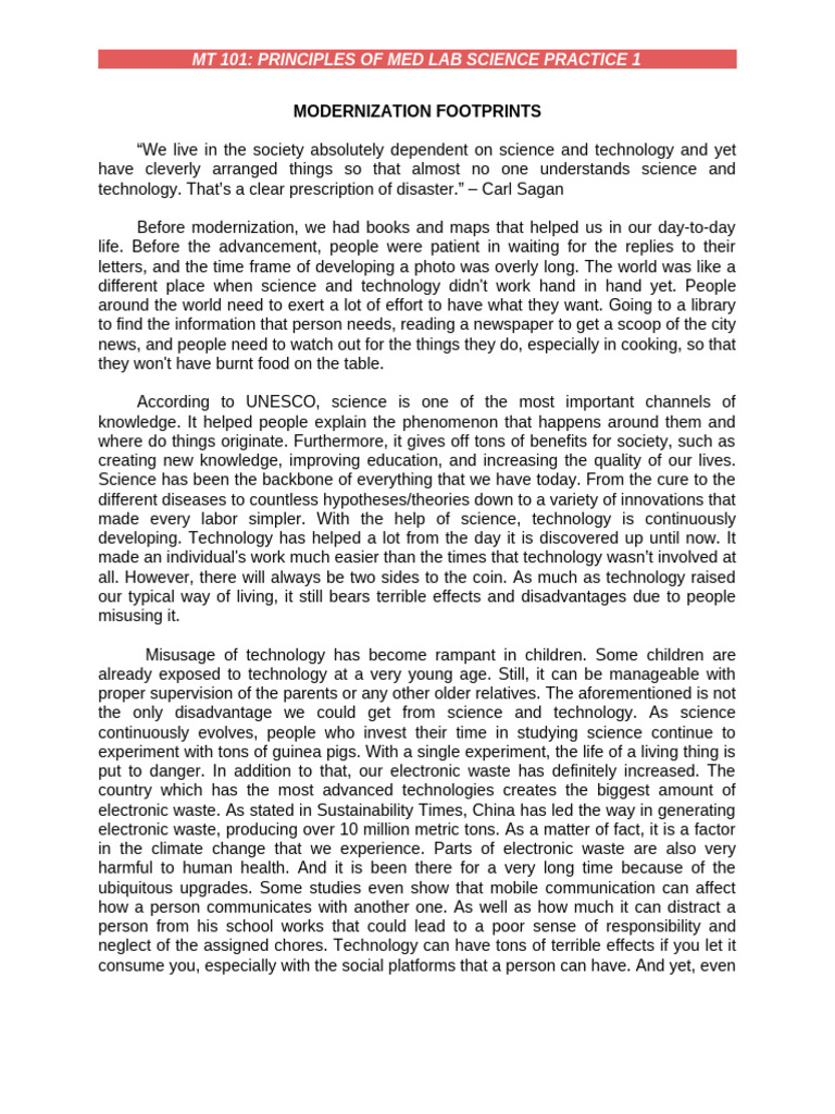 Impact of Science and Technology on Society | PDF | Science ...