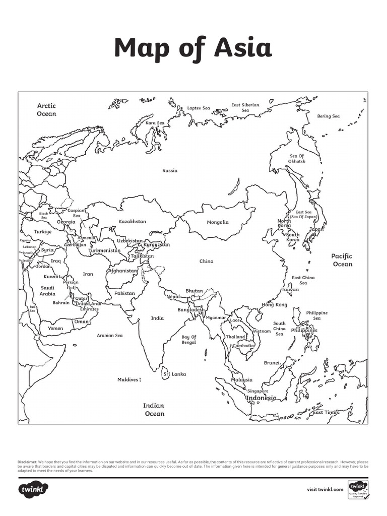 t2 G 644 Asia Map With and Without Names Worksheets - Ver - 10 | PDF