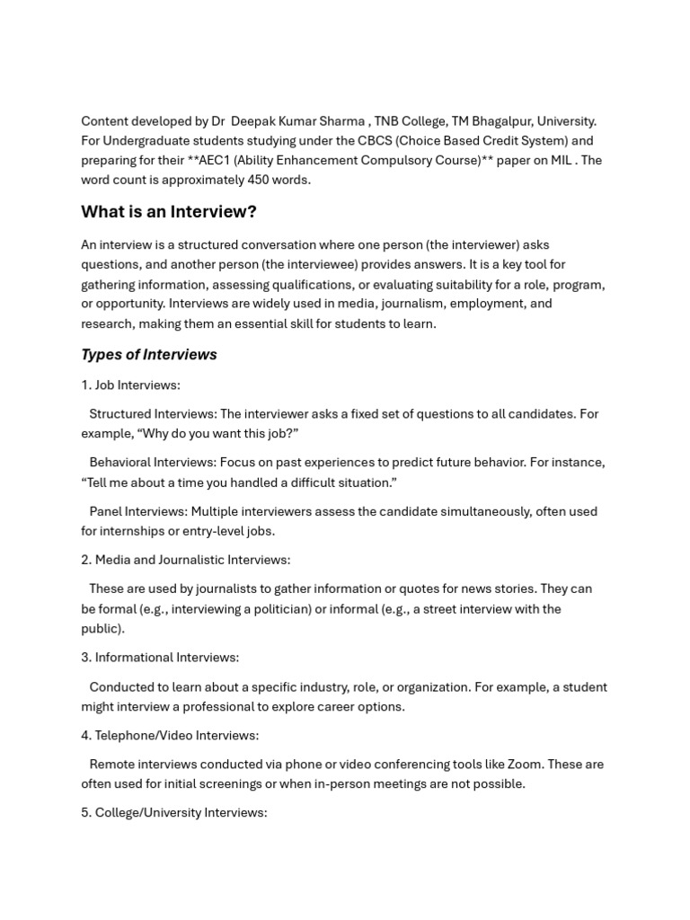 Essential Interview Skills for Students | PDF | Job Interview | Interview