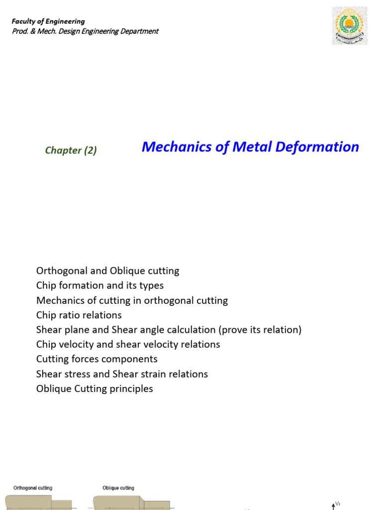 Metal Cutting Mechanics and Chip Formation | PDF | Strength Of ...