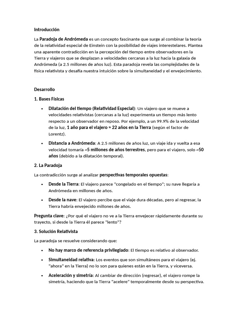 Paradoja de Andrómeda y Simultaneidad | PDF | Relatividad especial | Hora