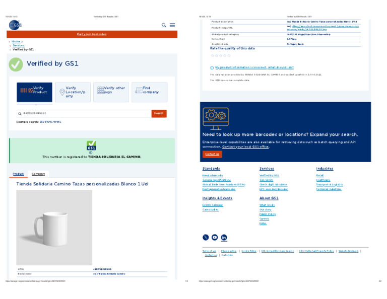 GS1 Verification for Product GTIN 8437023495001 | PDF | Barcode | Computing