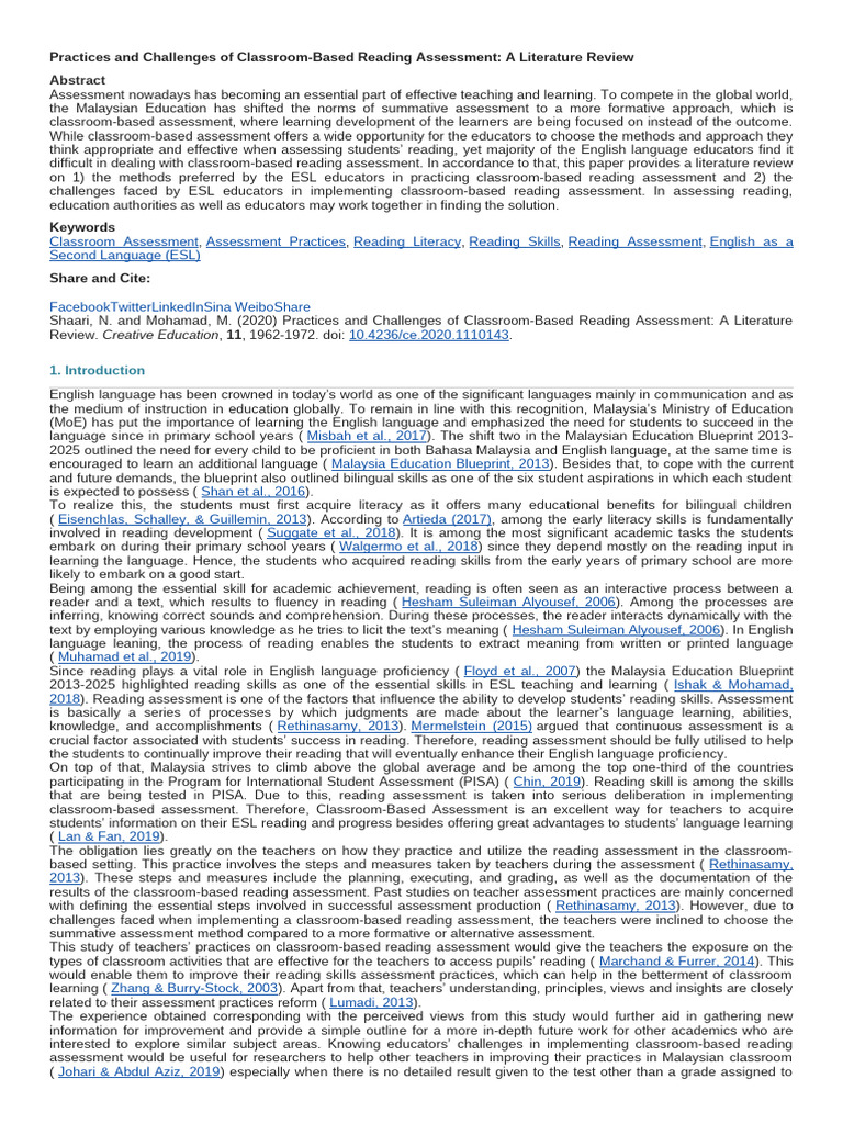 Practices and Challenges of Classroom | PDF | Educational Assessment ...