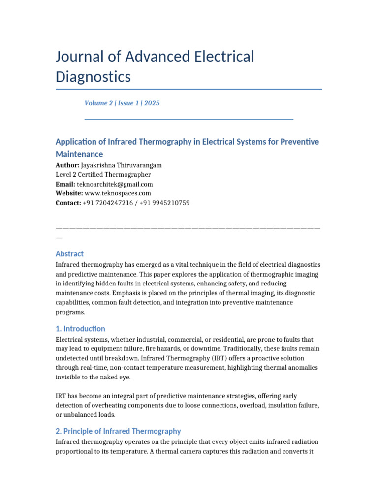 Infrared Thermography for Electrical Maintenance | PDF | Thermography