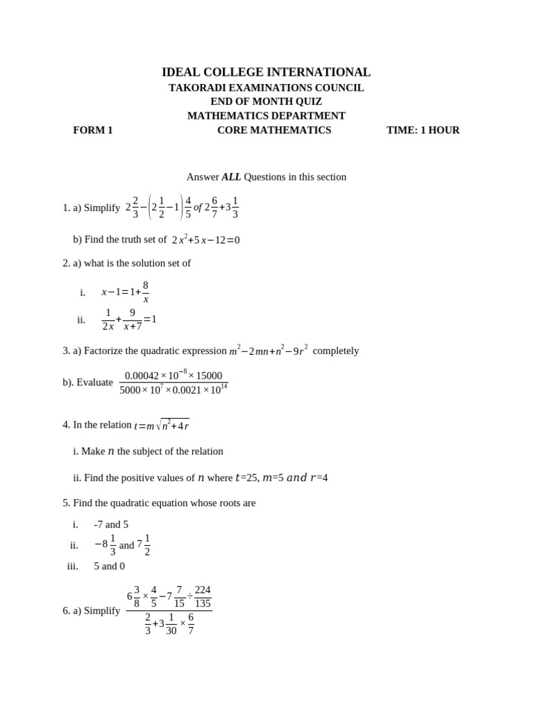 Grade 3 Math Quiz Questions | PDF