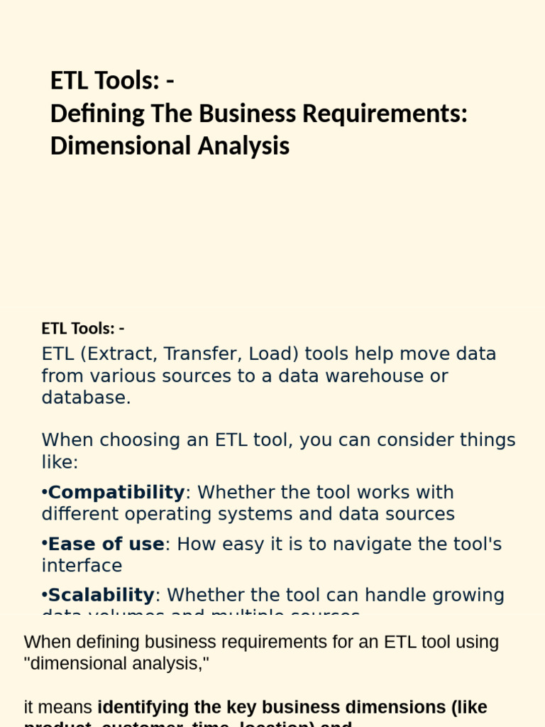 Dimensional Analysis for ETL Requirements | PDF | Data Warehouse | Business