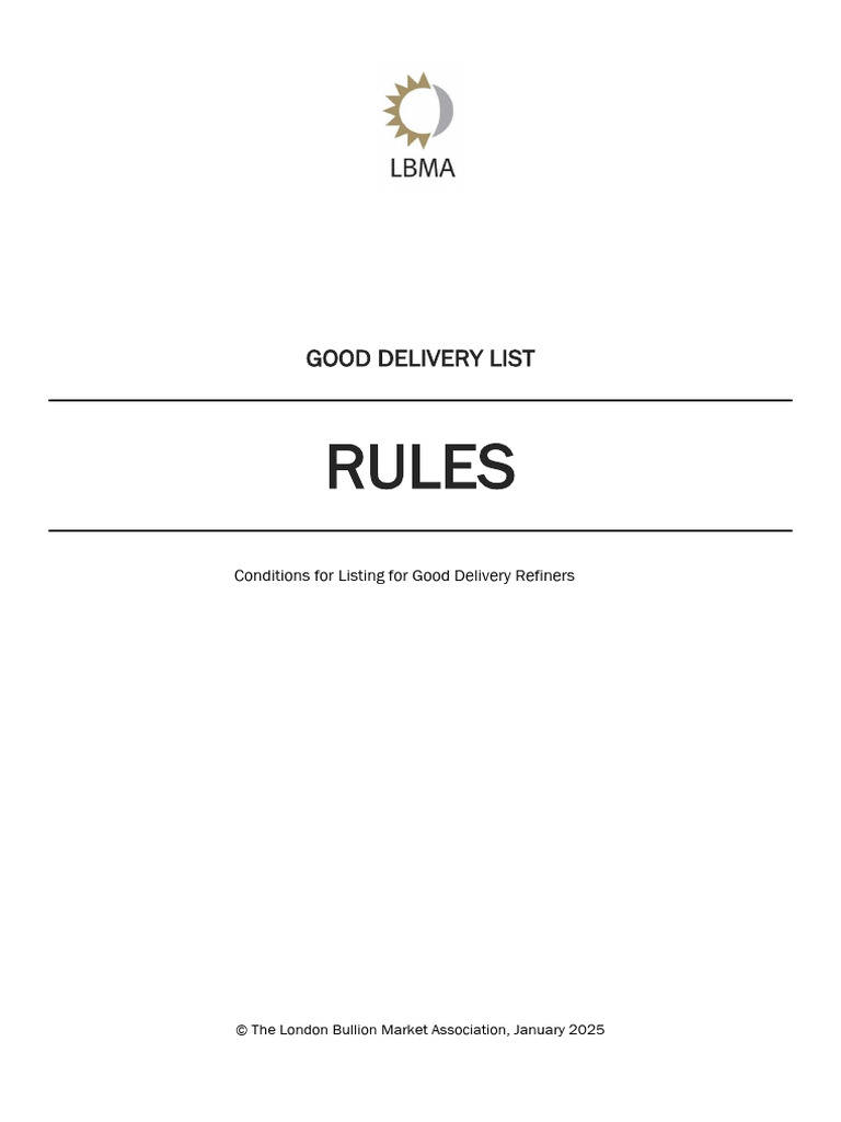 LBMA Good Delivery List Rules 2025 2024 12-20-154240 Ajcs | PDF | Fineness