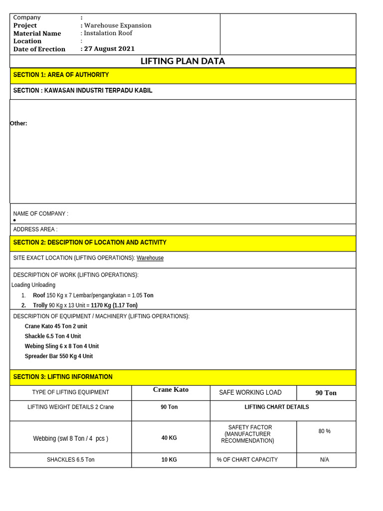 Lifting Plan ROOF Crane PLAN 2 | PDF