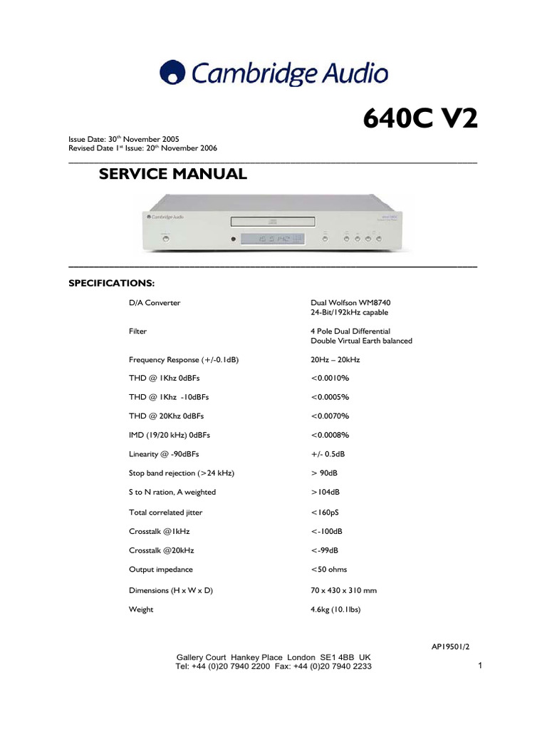 Cambridge Audio Azur 640C V2 Manual | PDF | Sound | Information And ...