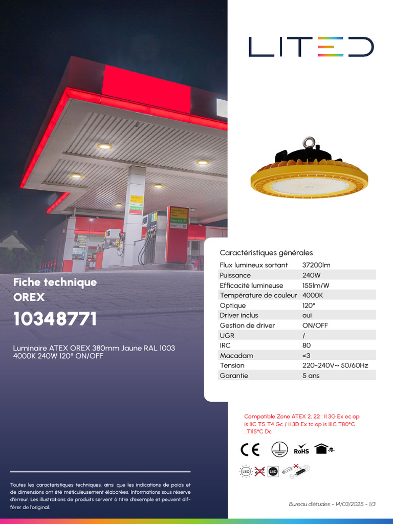 Luminaire ATEX OREX 380mm 240W | PDF | Optique | Techniques artistiques