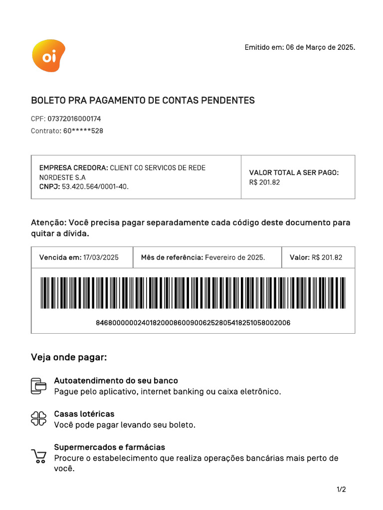 Fatura Oi 14-03 | PDF