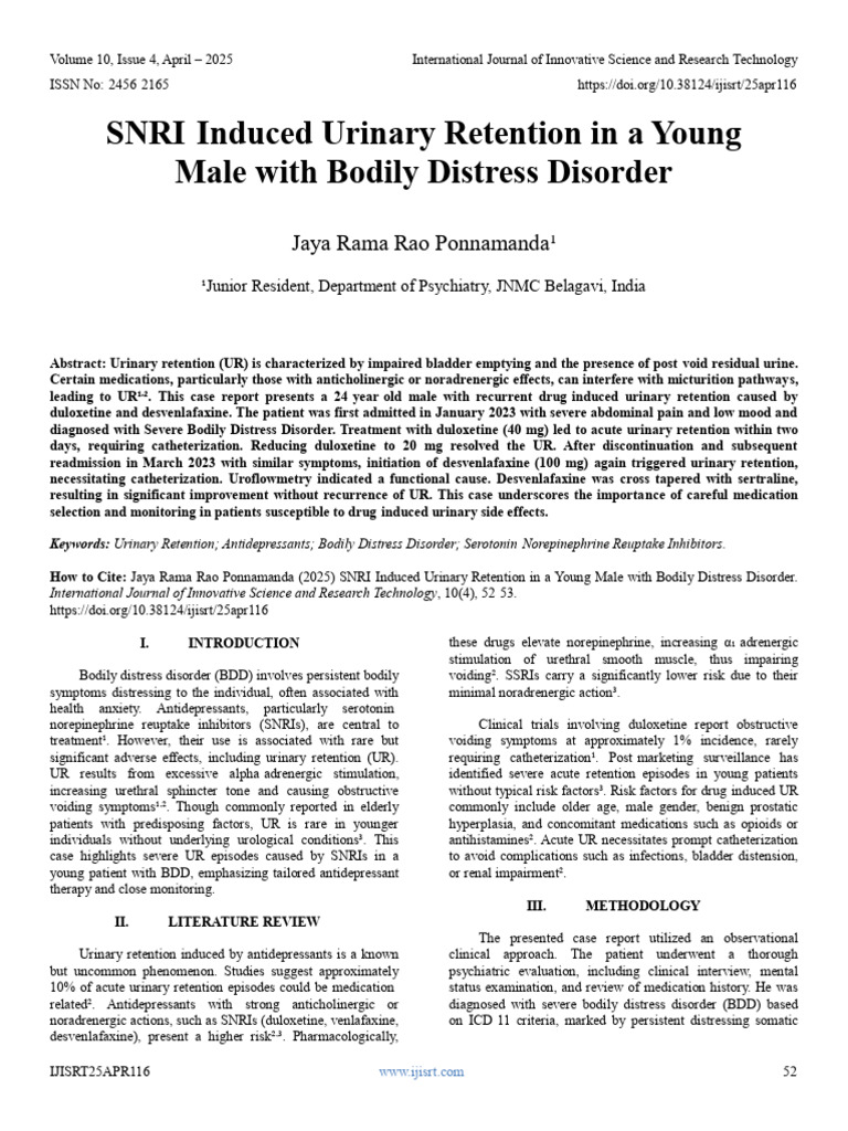 SNRI Urinary Retention Case Study | PDF | Urinary Incontinence ...