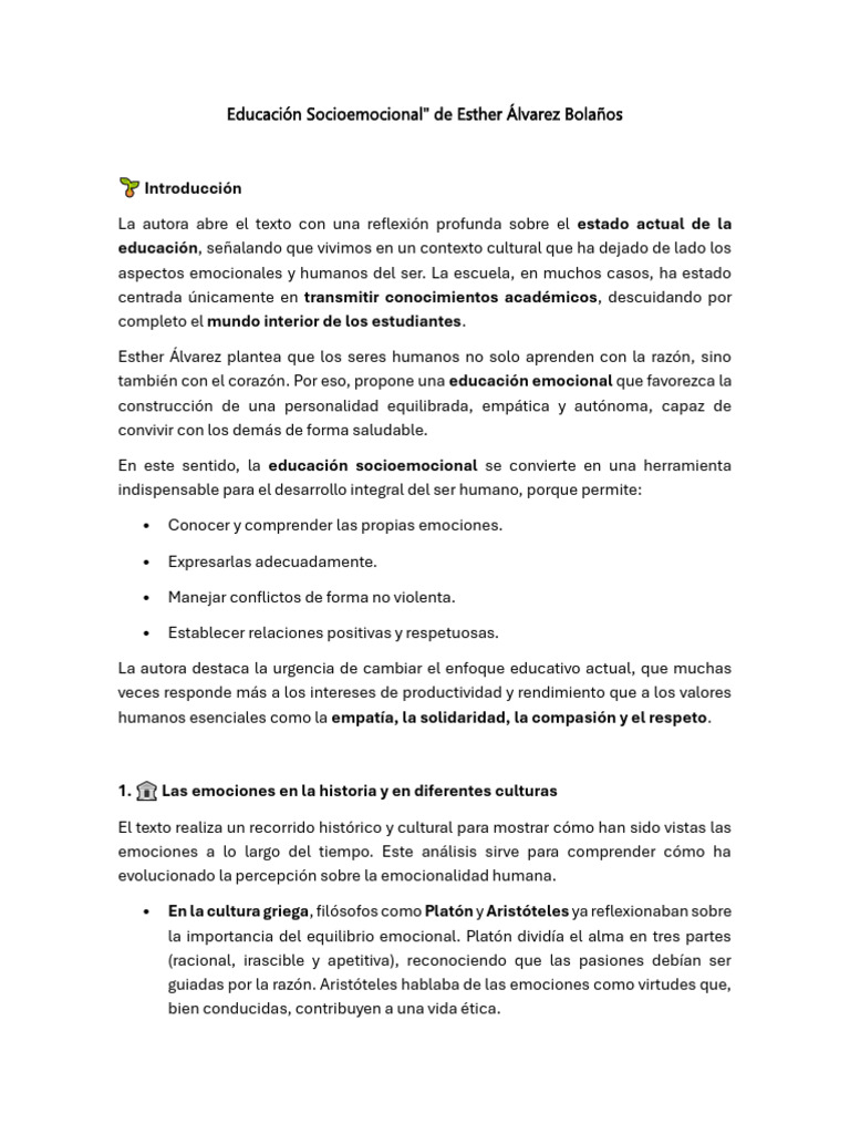 Educación Socioemocional en la Escuela | PDF | Las emociones | Alma