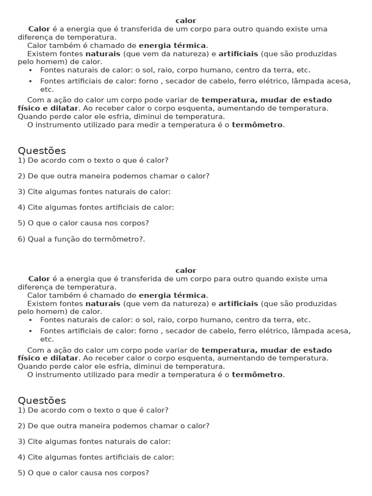 Fontes Naturais de Calor | PDF