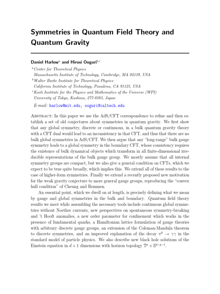 Quantum Gravity Symmetries Explained | PDF | Gauge Theory | Black Hole
