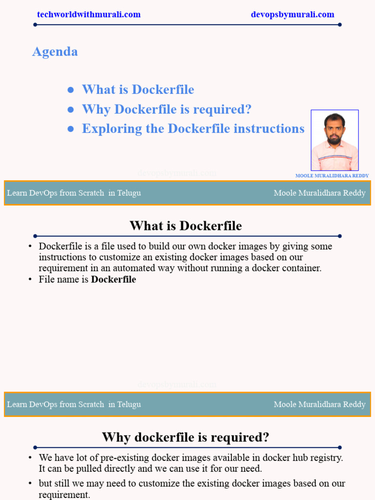 Dockerfile Guide in Telugu | PDF | Software Engineering | Computing