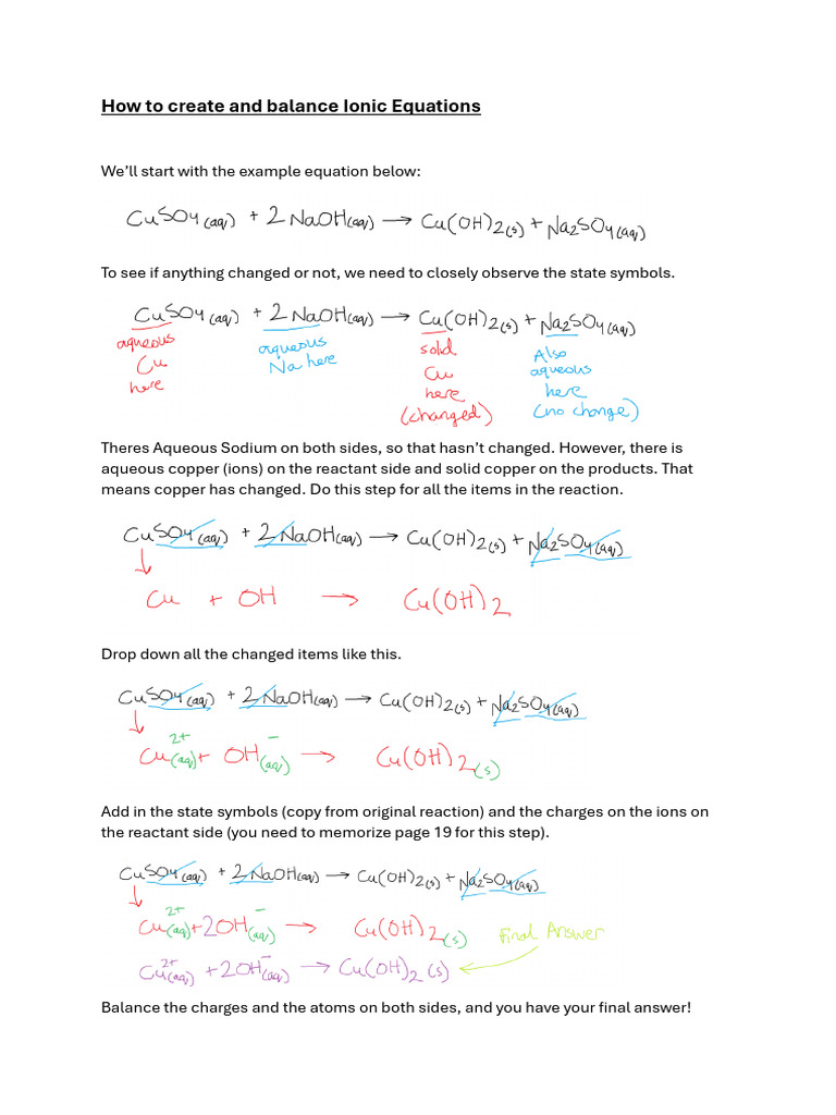 Balancing Ionic Equations Guide | PDF