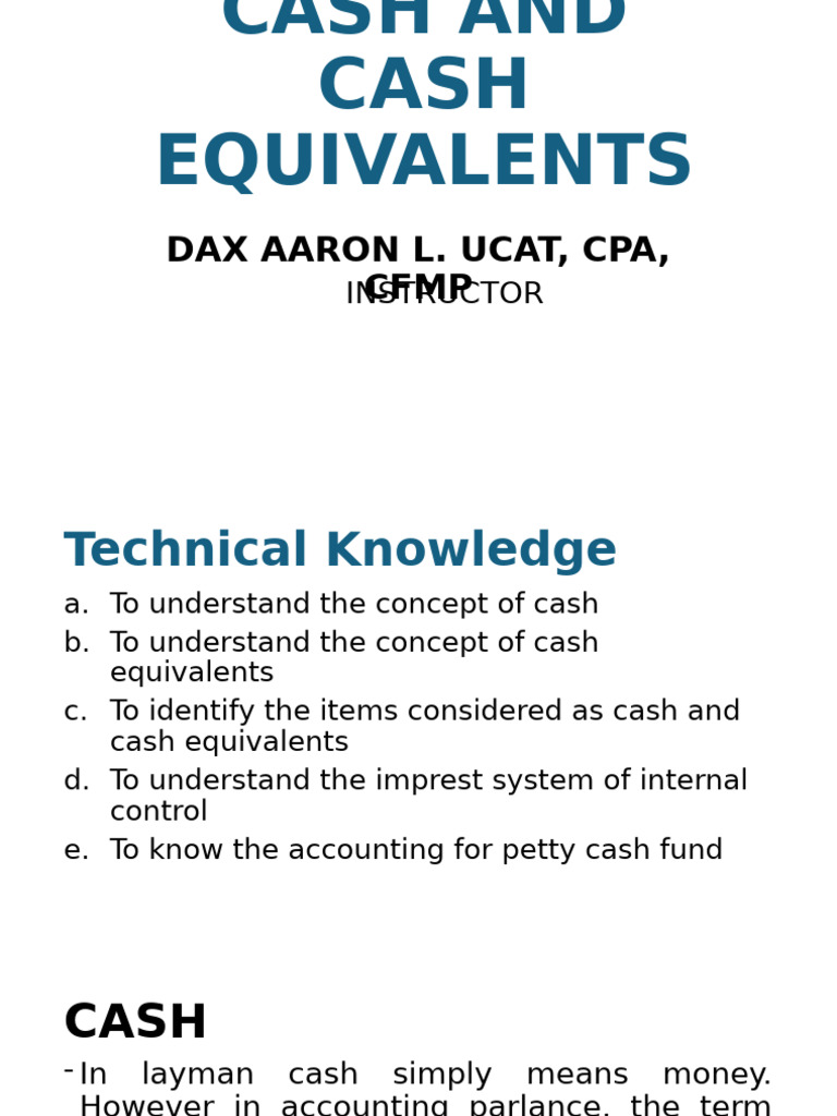 Cash and Cash Equivalents Students Copy | PDF | Cheque | Banks