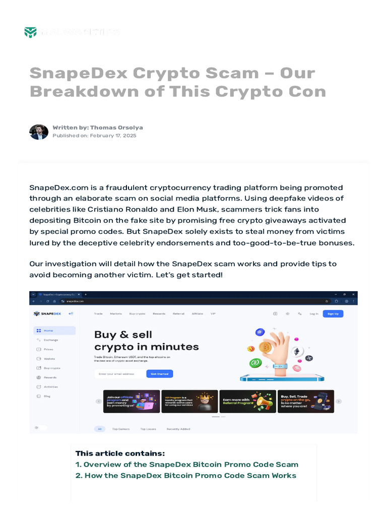 SnapeDex Crypto Scam - Our Breakdown of This Crypto Con | PDF | Malware |  Cryptocurrency