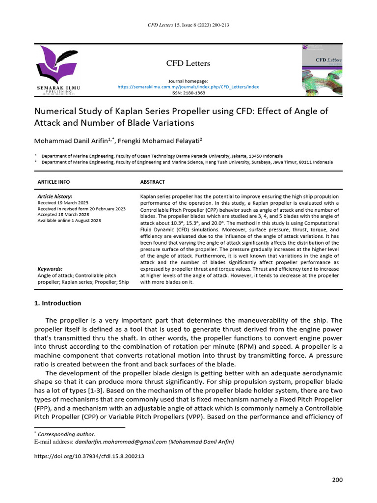 Kaplan Propeller Performance Analysis | PDF | Propeller | Thrust