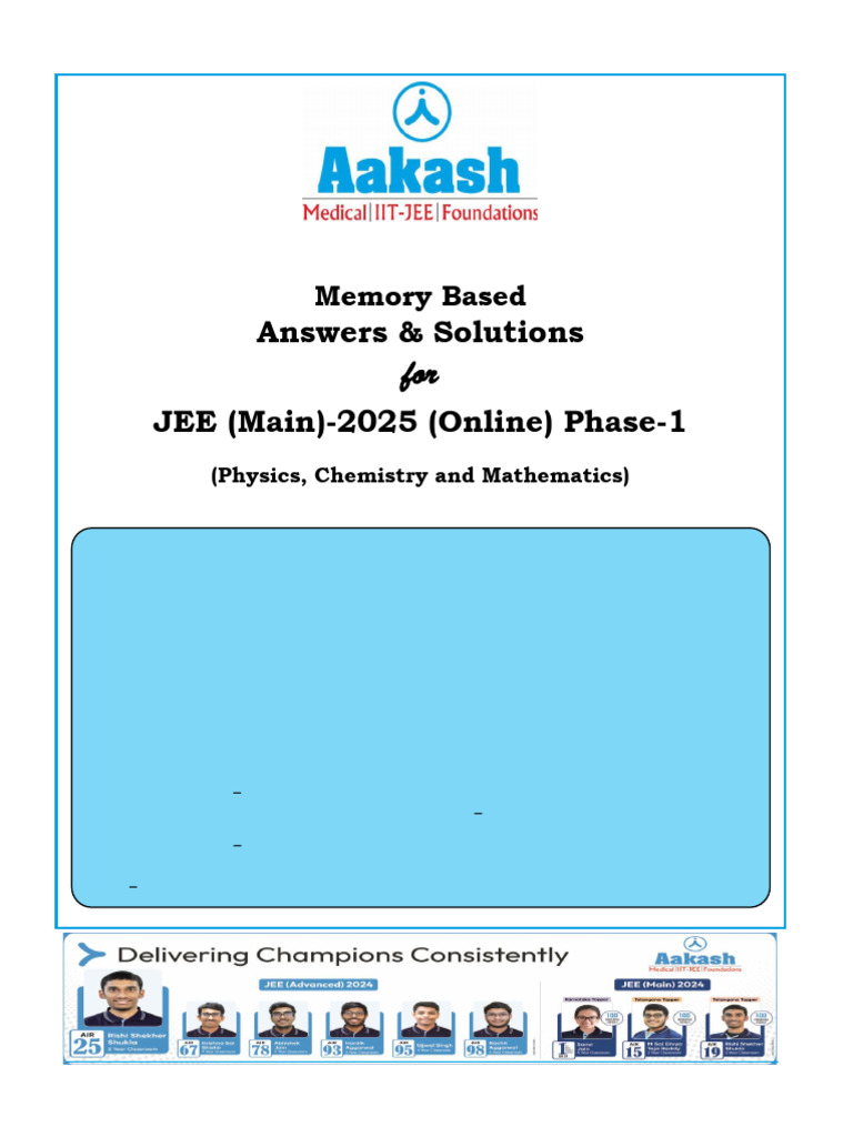 JEE Main 2025 January 28 Shift 2 Physics Download PDF 2025 | PDF ...