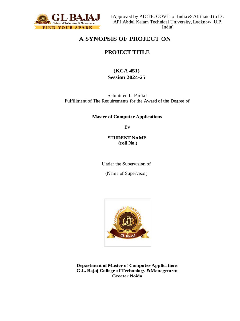 Project Synopsis Format Guidelines | PDF