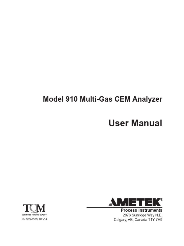 Model 910 Multi-Gas CEM Analyzer Manual | PDF | Instrumentation | Flow ...