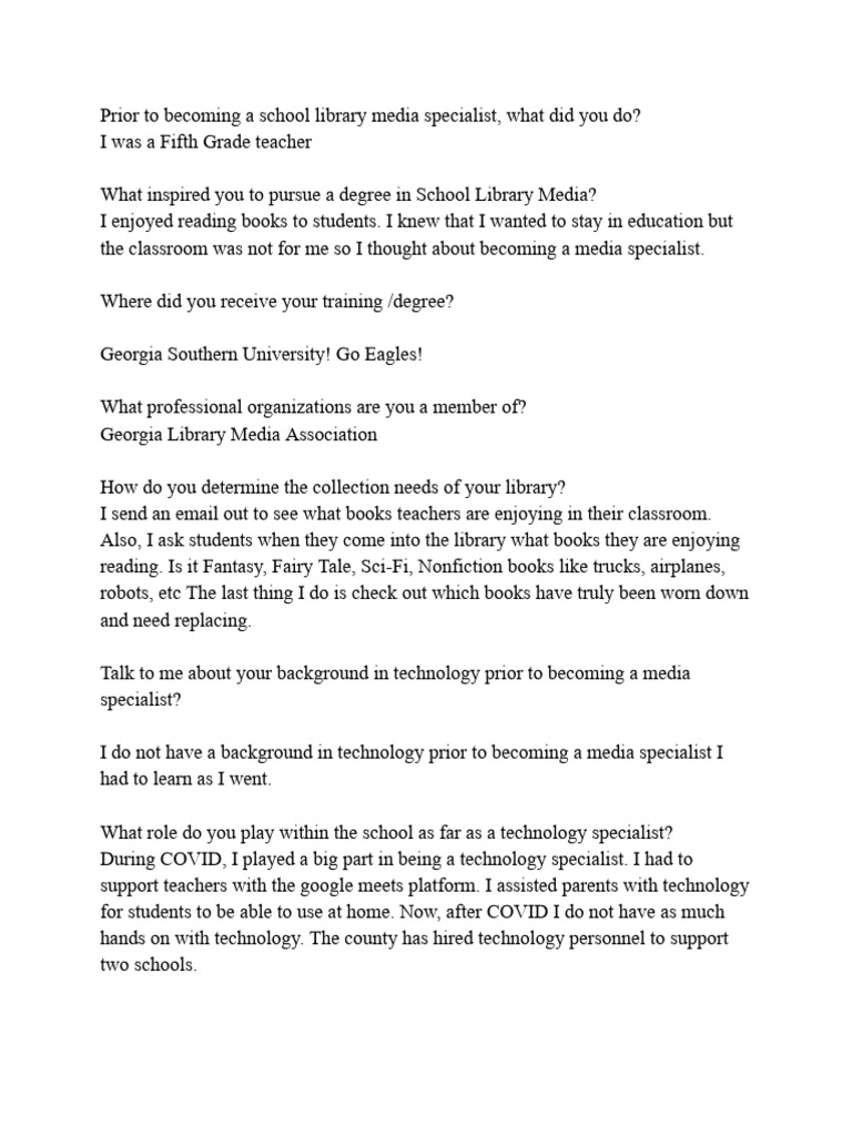 Elementary School Interview | PDF | School Library | Libraries