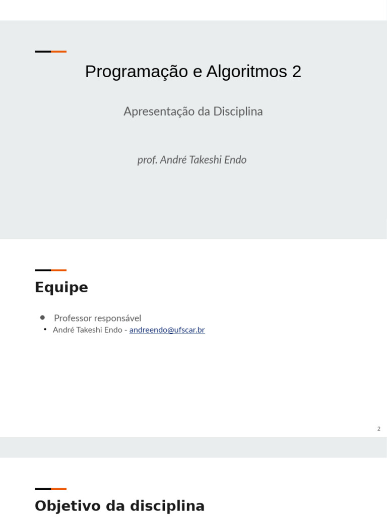 Programação e Algoritmos 2: Guia da Disciplina | PDF | Moodle | Informática