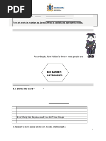 Gr. 8 T2 Week 3-6 ,Six career categories, Role of work, SA social & econ. needs