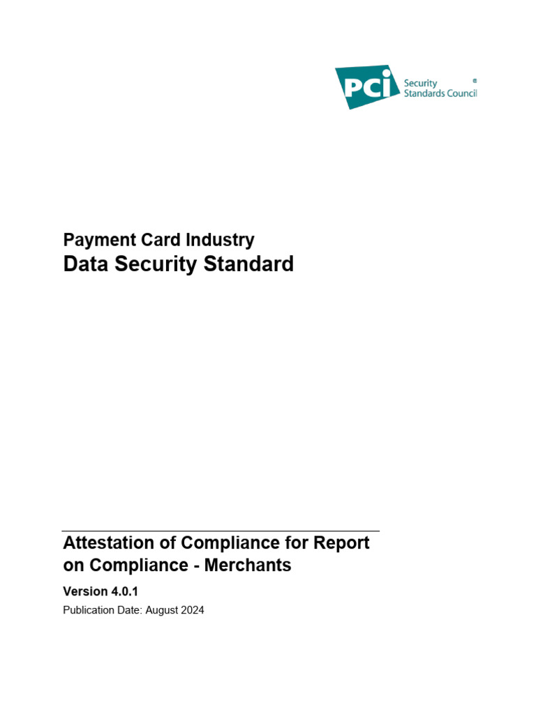 PCI DSS v4 0 1 ROC AOC Merchants | PDF | Payment Card Industry Data ...