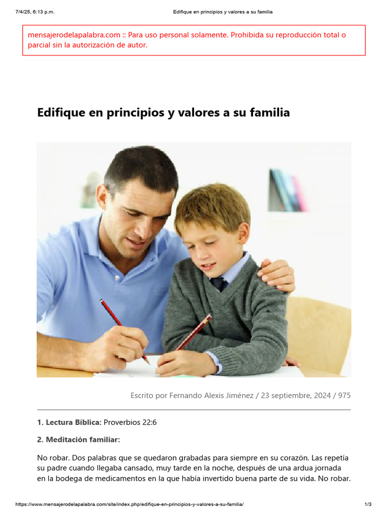 Edifique en Principios y Valores A Su Familia | PDF
