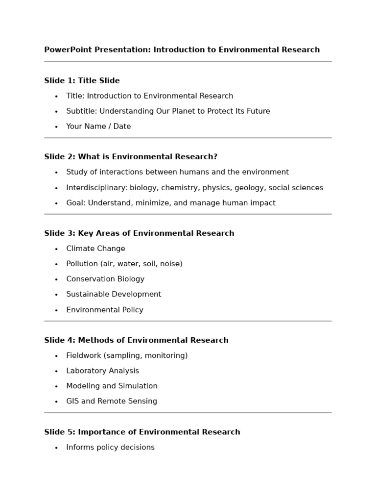 Introduction To Environmental Research | PDF