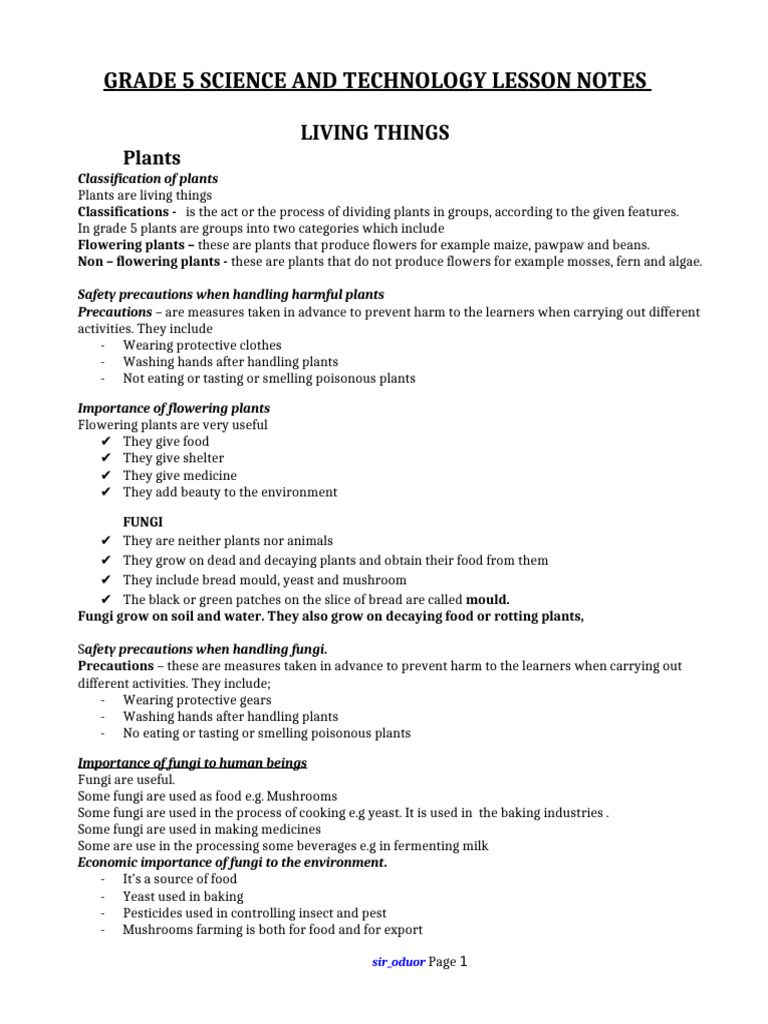 Science and Technology Grade 5 NOTES | PDF | Reuse | Influenza