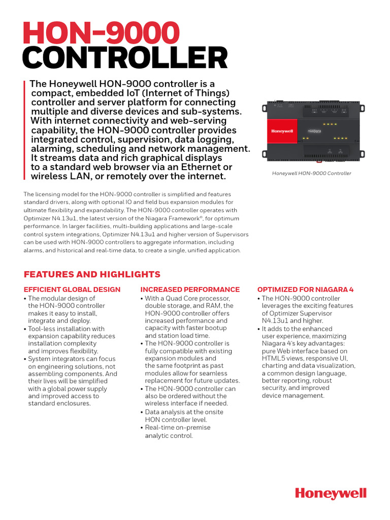 HON-9000 Product Datasheet | PDF | Internet Of Things | Internet