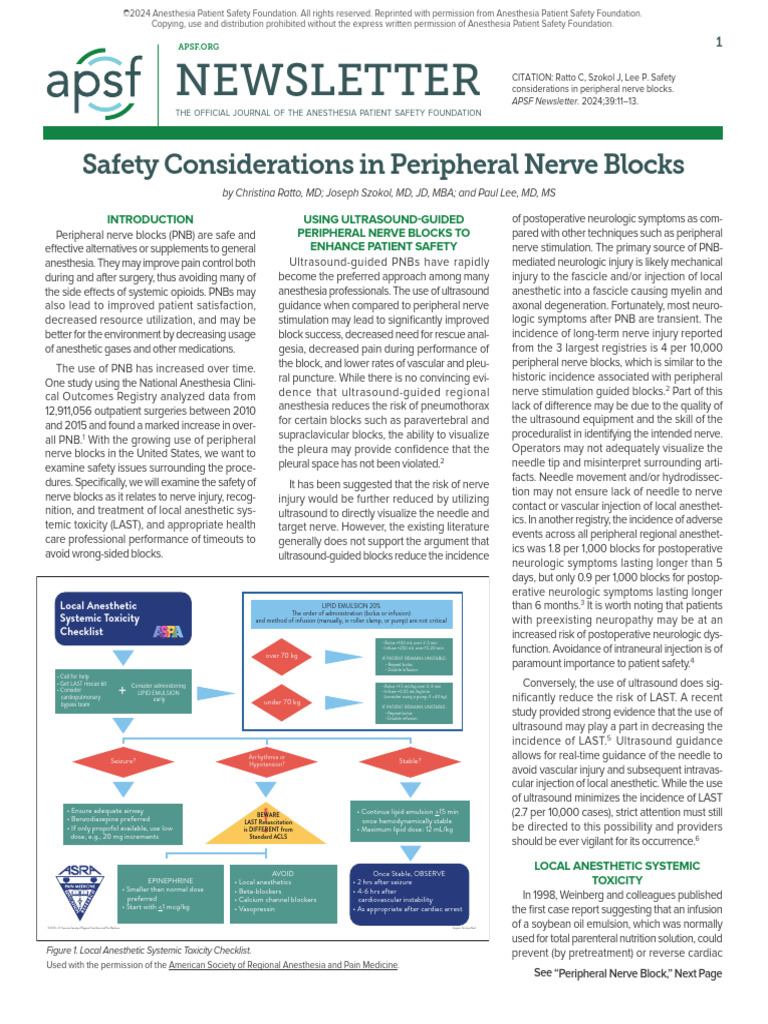 Enhancing Safety in Nerve Blocks | PDF | Anesthesia | Clinical Medicine